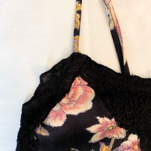 Billabong Crop Blouse with Lace Trim